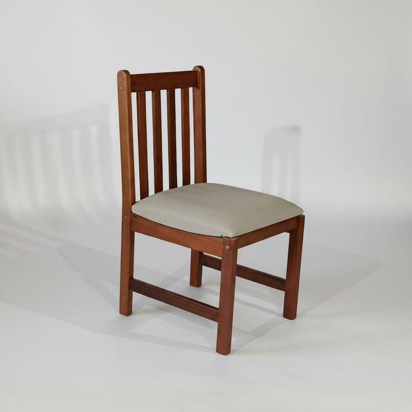 Kit 4 Cadeiras De Jantar Eucalipto Madeira Maciça Courino Bege Castanho - imagem 3