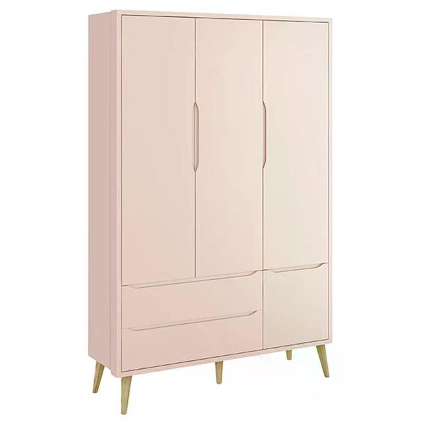 Jogo De Quarto Infantil Guarda Roupa 3 Portas E Berço Americano Theo Mdf Rosa Fosco Reller Móveis - imagem 4