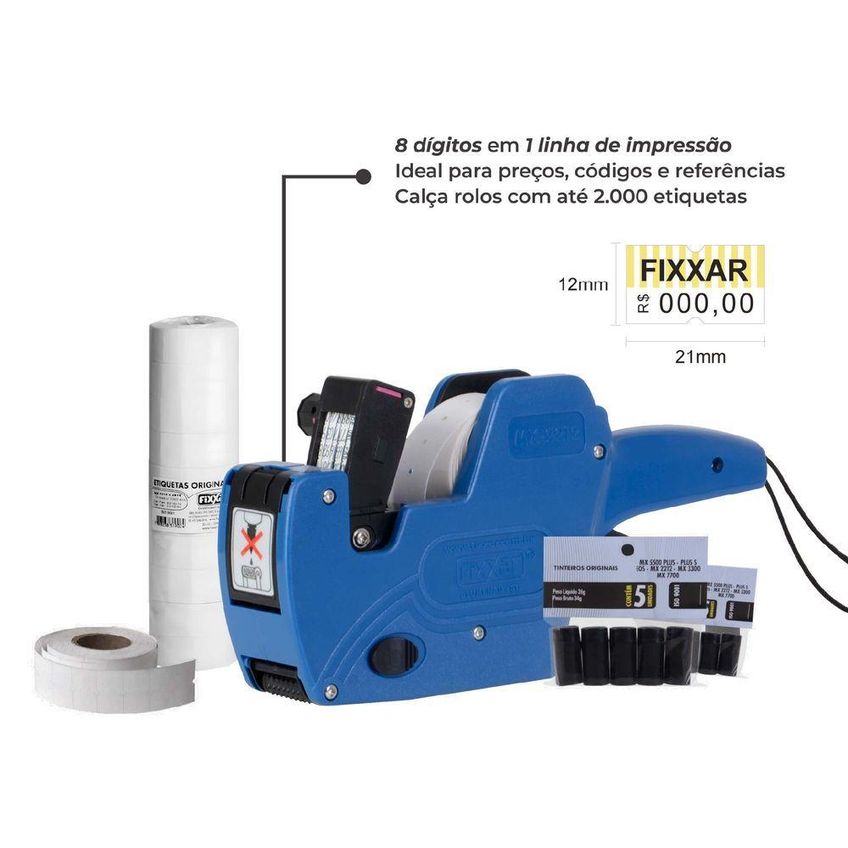 Etiquetadora Manual MX 2212 1 Linha 8 Dígitos Bivolt Fixxar - imagem 3