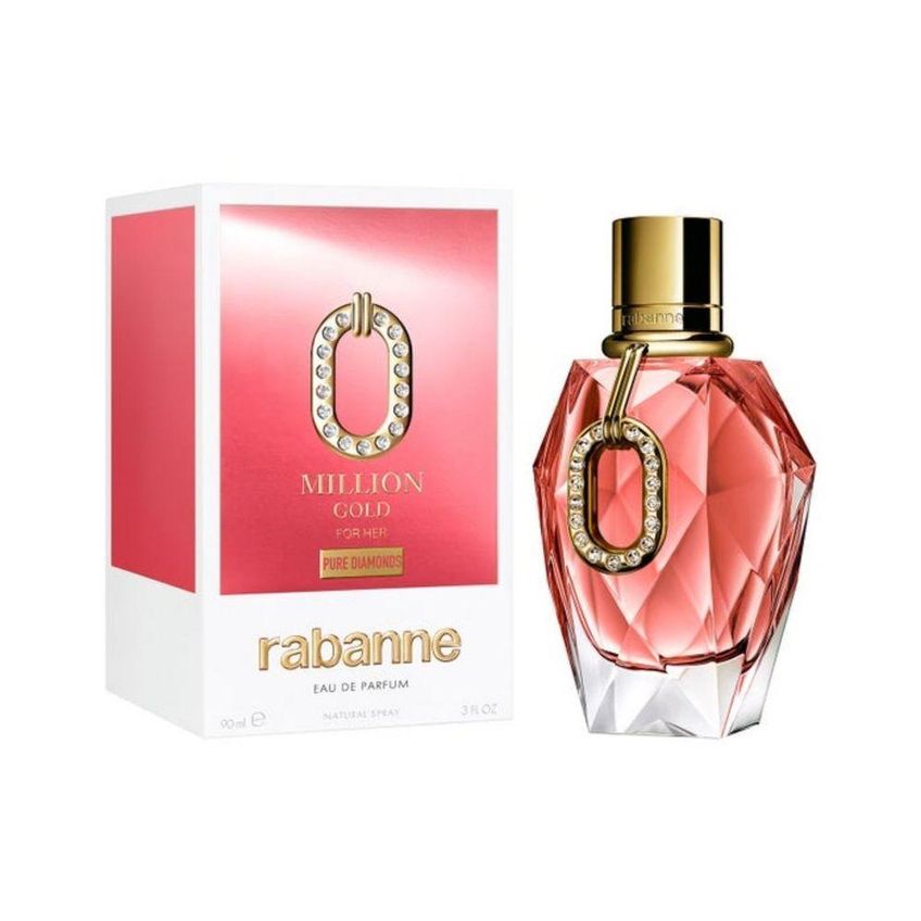 Perfume Feminino Million Gold For Her Pure Diamonds Vidro E Metal Dourado Floral Oriental Paco - imagem 4