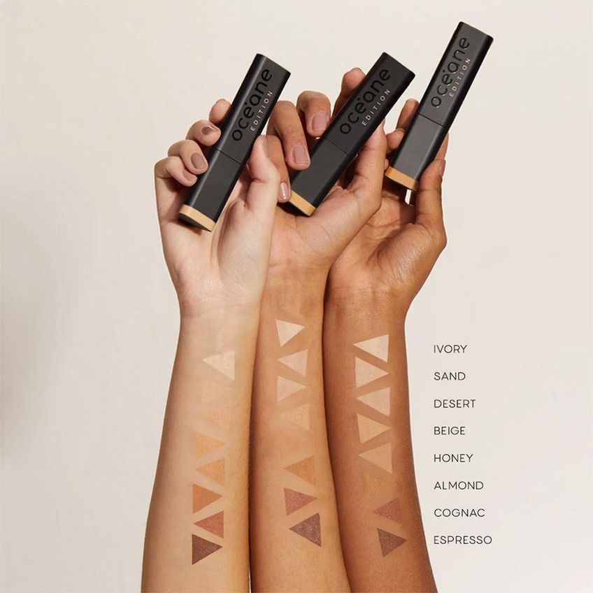 Kit De Maquiagem Edition Foundation Stick Semi-matte Sand Com Base 8g E Esponja Bege Oceane - imagem 2