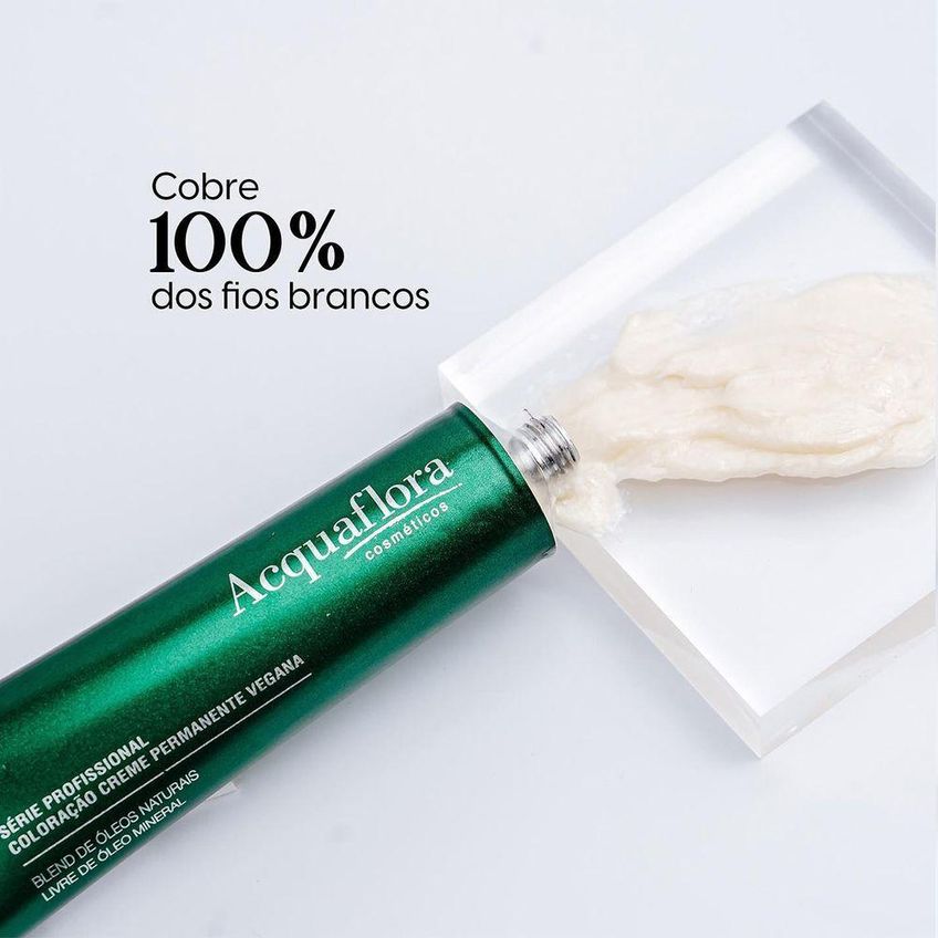 Coloração Permanente Vegana 8.21 Loiro Claro Irisado Acinzentado 60g Acquaflora - imagem 2