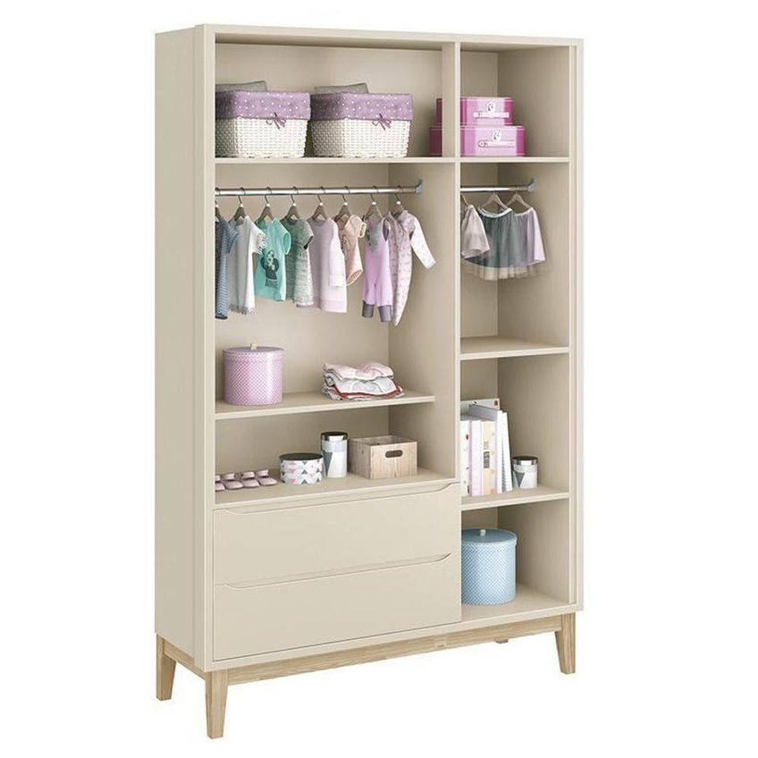 Jogo De Quarto Classic Guarda Roupa 3 Portas 2 Gavetas Mdf Berço Americano Areia Fosco Reller Móveis - imagem 3