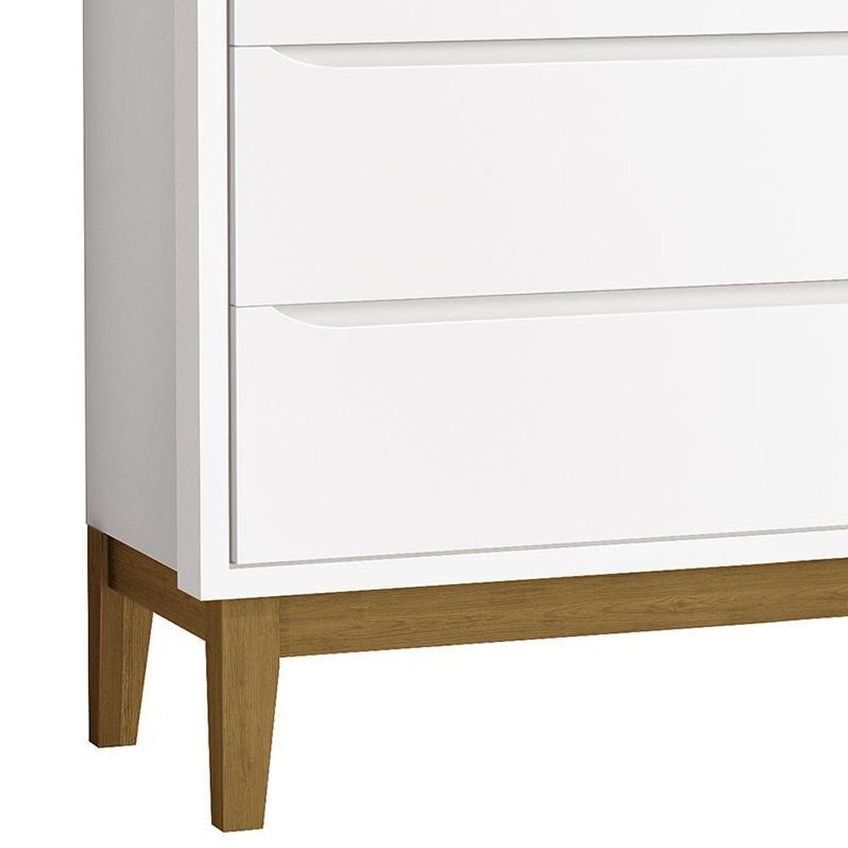 Cômoda Infantil Classic 3 Gavetas MDF Puxador Embutido Branco Fosco Reller Móveis - imagem 3