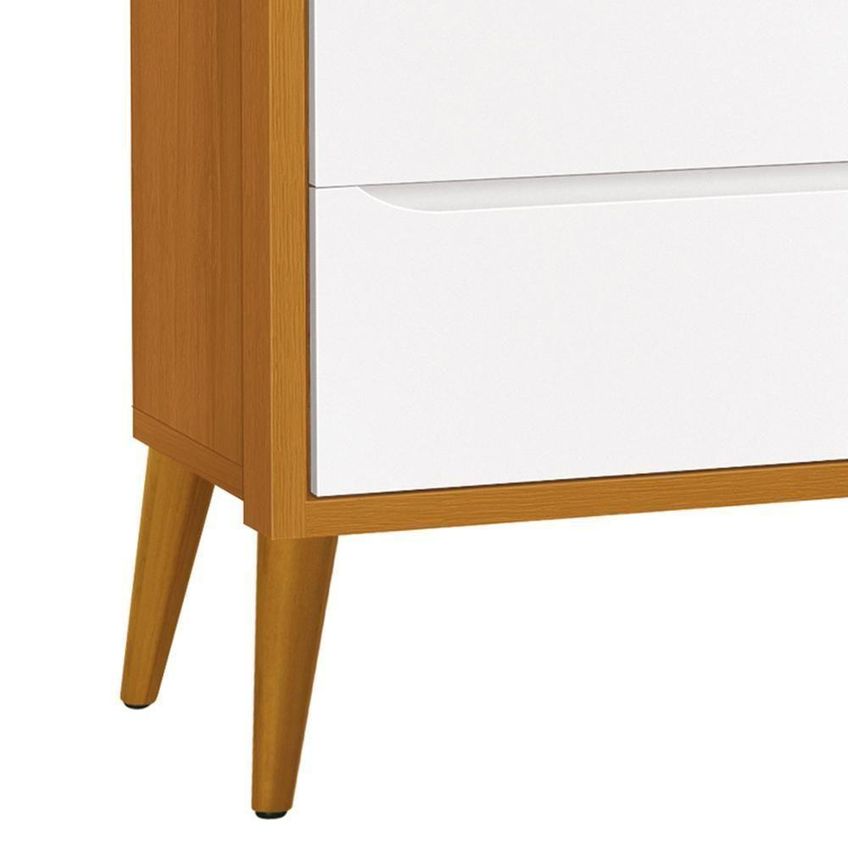 Cômoda Infantil Theo Retrô 3 Gavetas MDF Puxador Embutido Branco E Savana - imagem 3