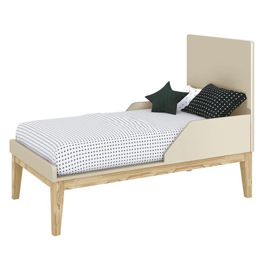 Conjunto De Quarto Guarda Roupa E Colchão Solteiro Classic 90cm Areia Fosco Reller Móveis - imagem 3