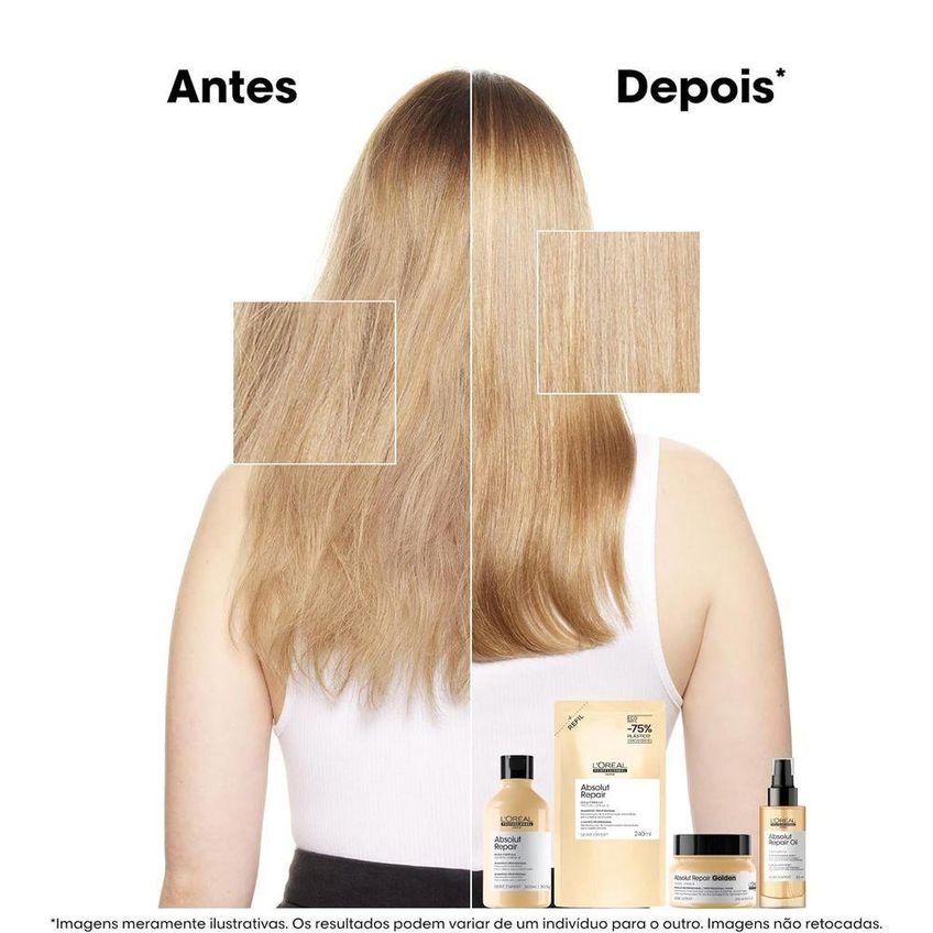 Kit De Tratamento Capilar Absolut Repair Duo 750 Com Shampoo 750ml E Condicionador 200ml L'oréal - imagem 4