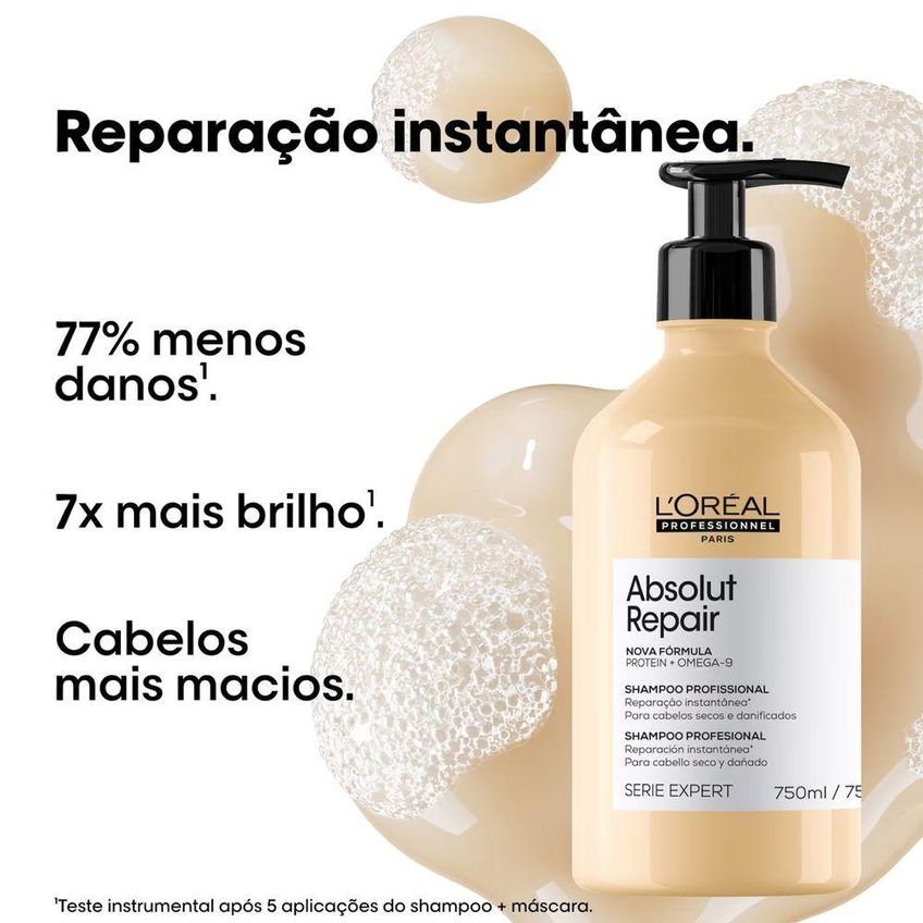 Kit De Tratamento Capilar Absolut Repair Duo 750 Com Shampoo 750ml E Condicionador 200ml L'oréal - imagem 5