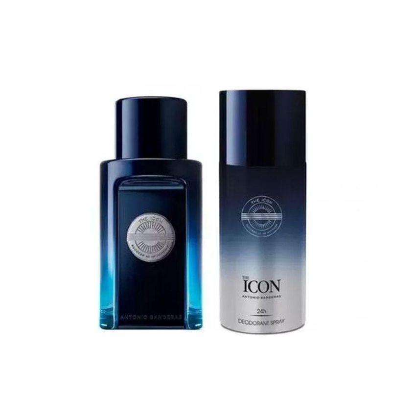 Kit Perfume The Icon Eau De Toilette Masculino Amadeirado Aromático 100ml + 150ml Antonio Banderas - imagem 3
