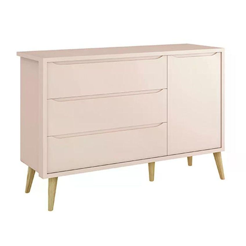 Conjunto De Quarto Theo Berço Americano E Cômoda MDF Rosa Fosco Reller Móveis - imagem 4