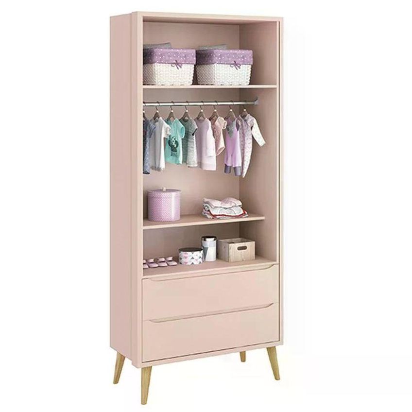 Conjunto De Quarto Theo 2 Portas De Bater 2 Gavetas MDF Laqueado Rosa Reller Móveis - imagem 3