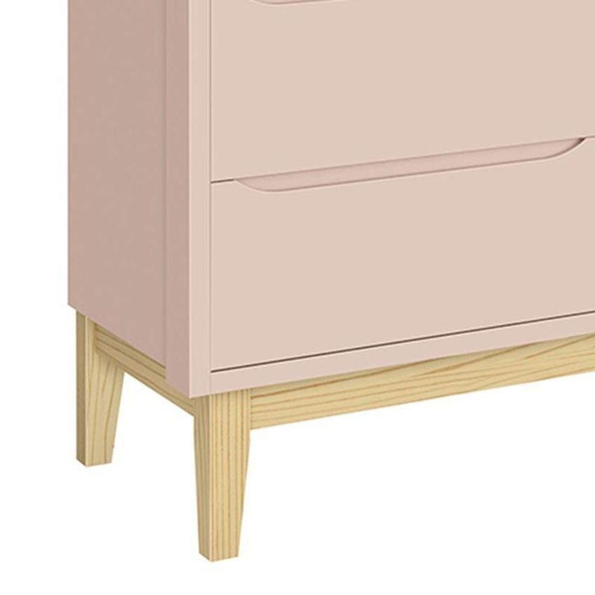Cômoda Infantil Classic 6 Gavetas Rosa Fosco Com Pés Madeira Reller Móveis - imagem 3