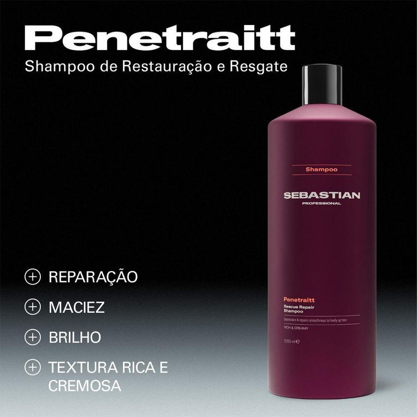 Shampoo Penetraitt Limpeza Eficiente 1l Sebastian Professional - imagem 3