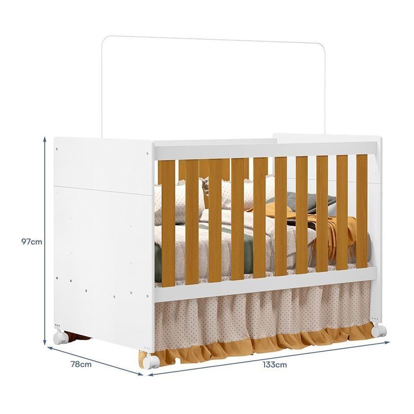 Jogo De Quarto Zaki Cômoda E Berço Katatau 1 Porta 4 Gavetas Mdf Branco Fosco-savana - imagem 3