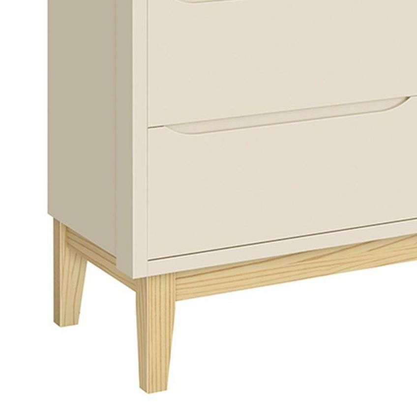 Cômoda Infantil Classic 6 Gavetas MDF Puxador Embutido Areia Fosco Com Pés Madeira Natural Reller - imagem 3