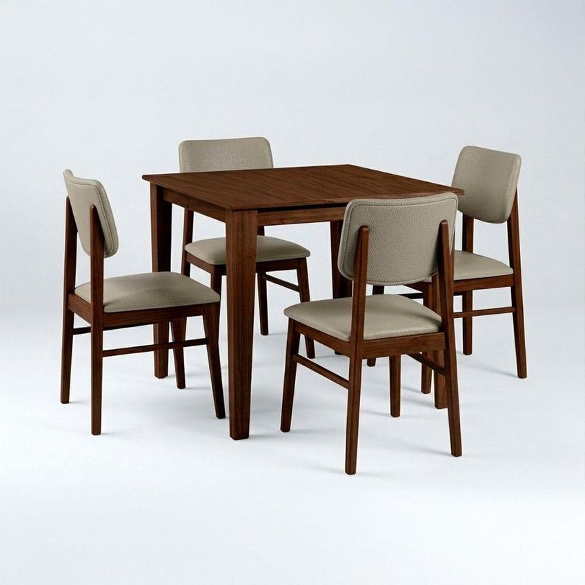 Conjunto De Mesa Com 4 Cadeiras 4 Lugares Em Madeira Capuccino 80cm Ágape - imagem 3