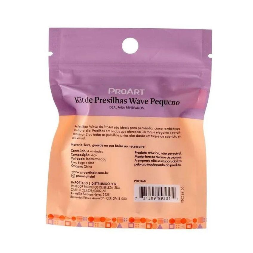 Presilha Para Cabelo Kit 4 Pequenas Bege Proart - imagem 4