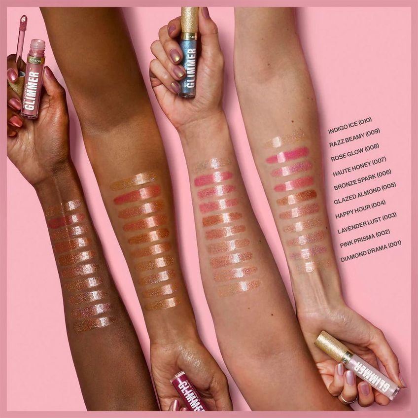 Gloss Labial Super Lustrous Glimmer 008 Rose Glow Brilho Rosé Com Glitter Vegetal Rosa Revlon - imagem 3