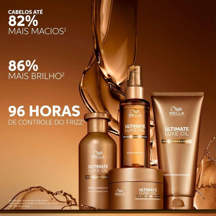 Kit De Tratamento Capilar Ultimate Luxe Oil P Nutrição E Hidratação 3 Produtos Wella - imagem 3