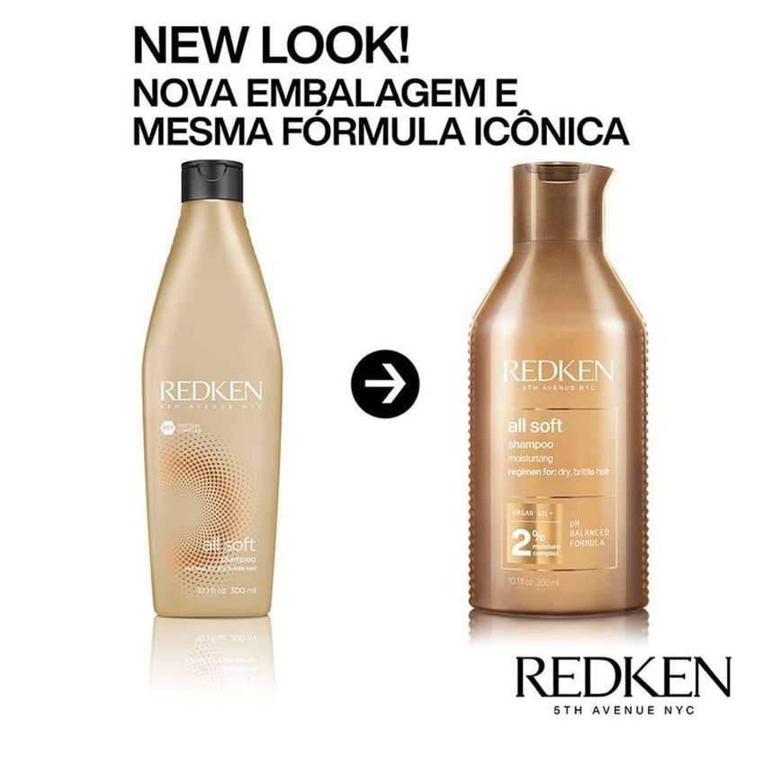 Kit De Cuidados Com Cabelo All Soft Hidratação Profunda Multicolorido Redken 300ml 250ml - imagem 4