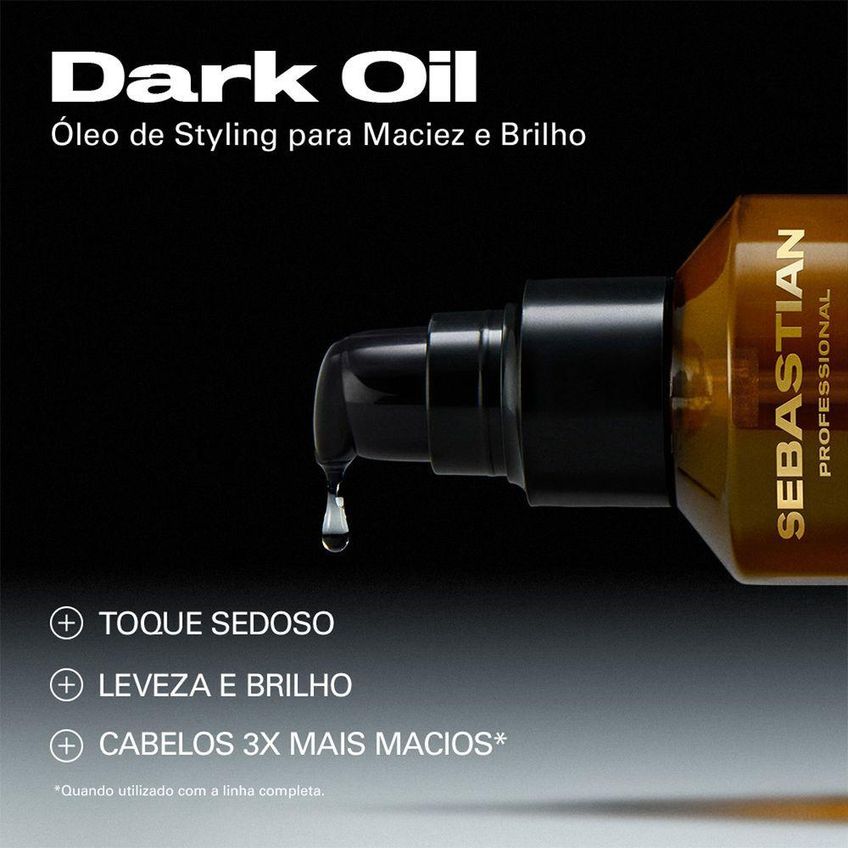 Kit Sebastian Professional Dark Oil Máscara 500ml E Óleo 100ml Brilho Duradouro Antifrizz - imagem 4