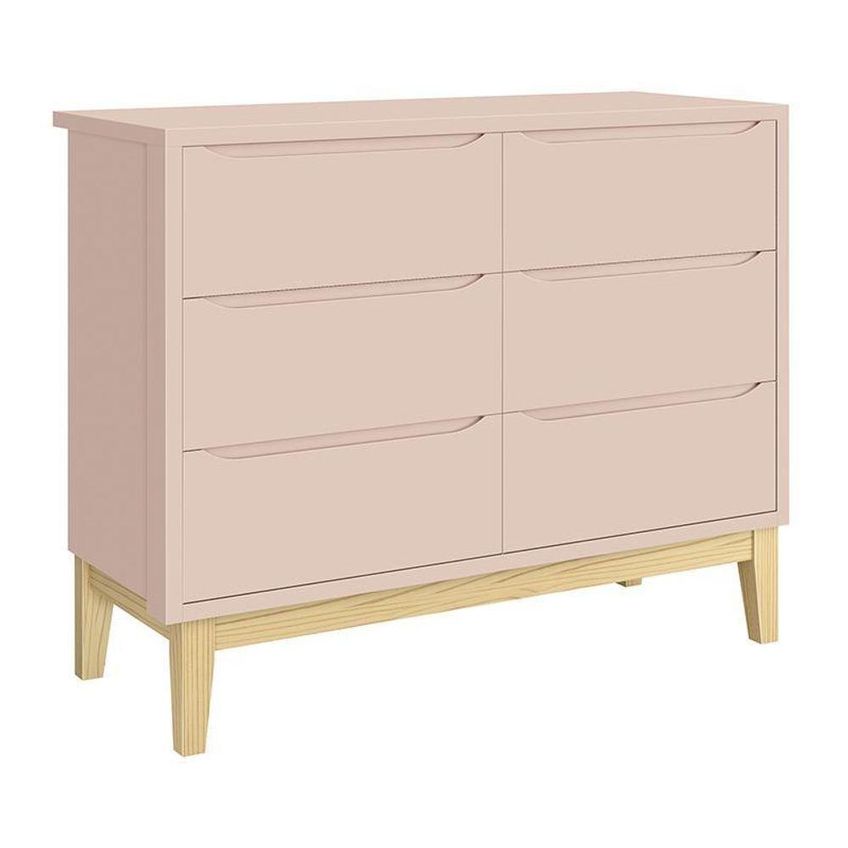 Jogo De Quarto Infantil Classic Cômoda 6 Gavetas E Berço Mdf Rosa Fosco Reller Móveis - imagem 3