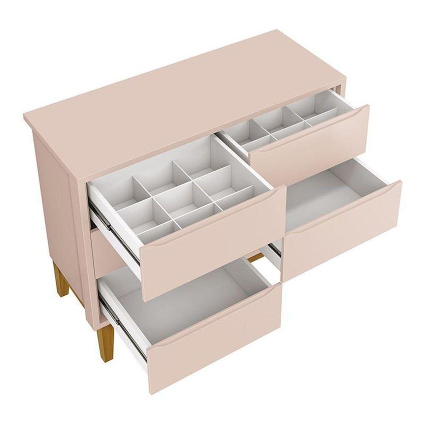 Jogo De Quarto Infantil Classic Cômoda 6 Gavetas E Berço Mdf Rosa Fosco Reller Móveis - imagem 4