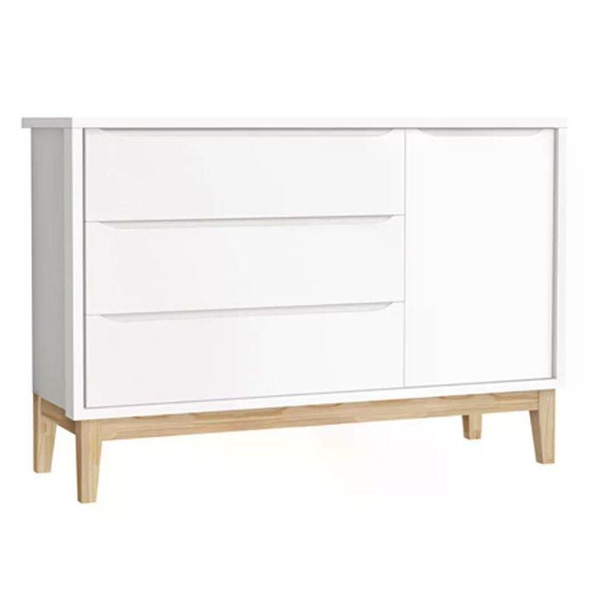 Jogo De Quarto Classic Guarda Roupa 2 Portas Cômoda 3 Gavetas MDF Branco Fosco Reller Móveis - imagem 4