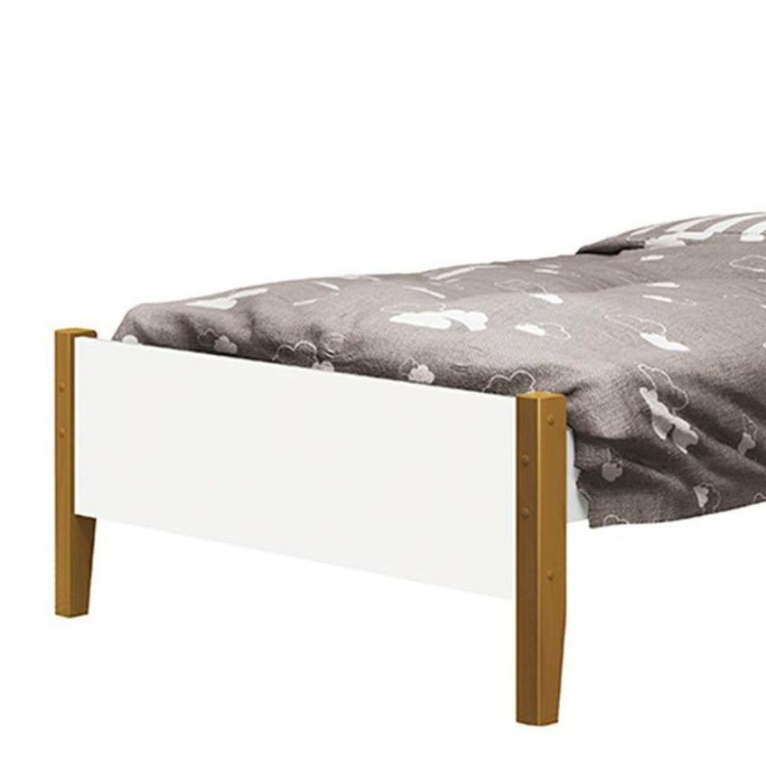 Cama Solteiro Simba Com Colchão D33 Branco Fosco Reller Móveis - imagem 3