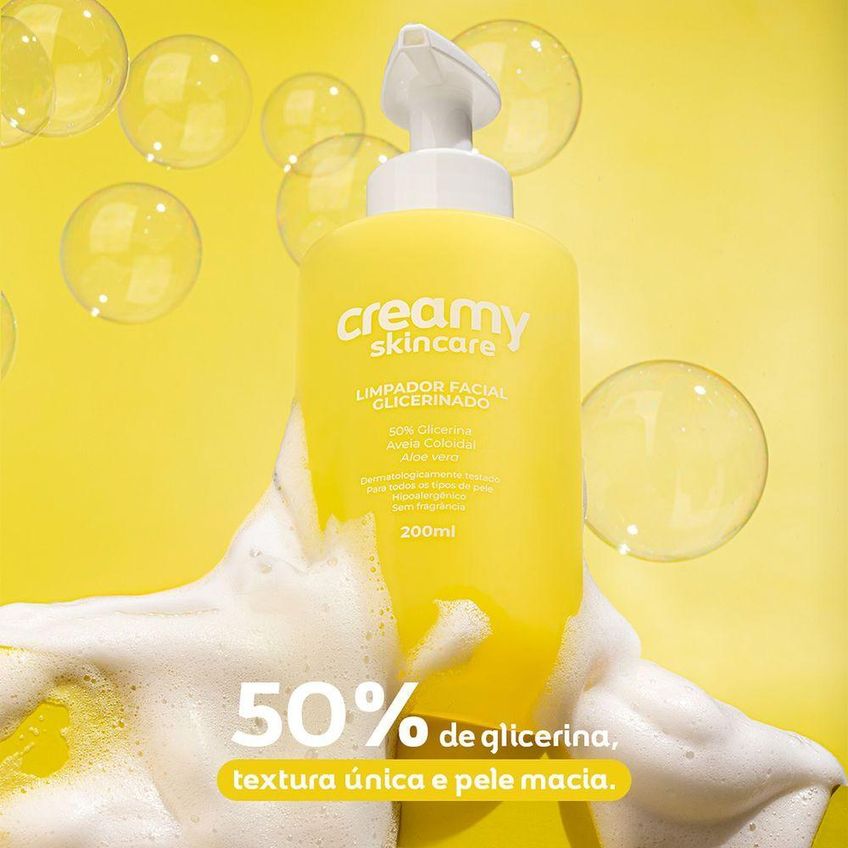 Kit Skincare Creamy Limpador Glicerinado Vitamina C Ácido Glicólico 200ml 30g - imagem 4