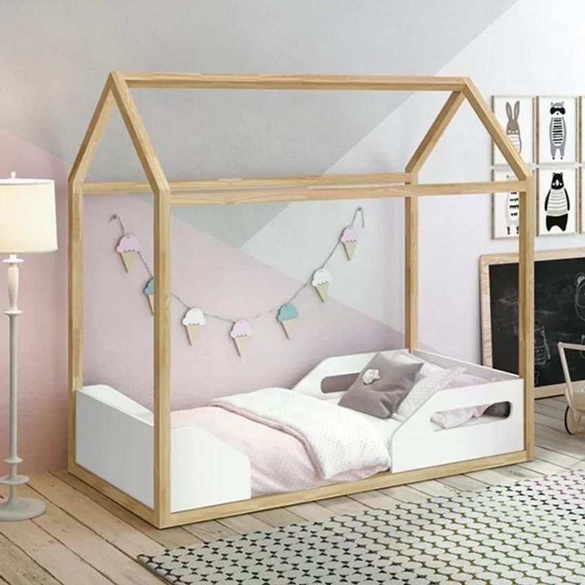 Mini Cama Montessoriana Zoe Com Grade Mdf-mdp Branco Natural Reller Móveis - imagem 2