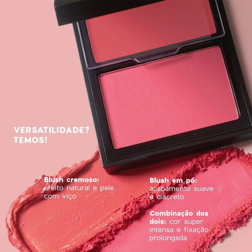 Blush Duo 2 Em 1 Punch Paint 2 Em 1 Com Textura Em Pó E Cremosa Rosa Oceane - imagem 2