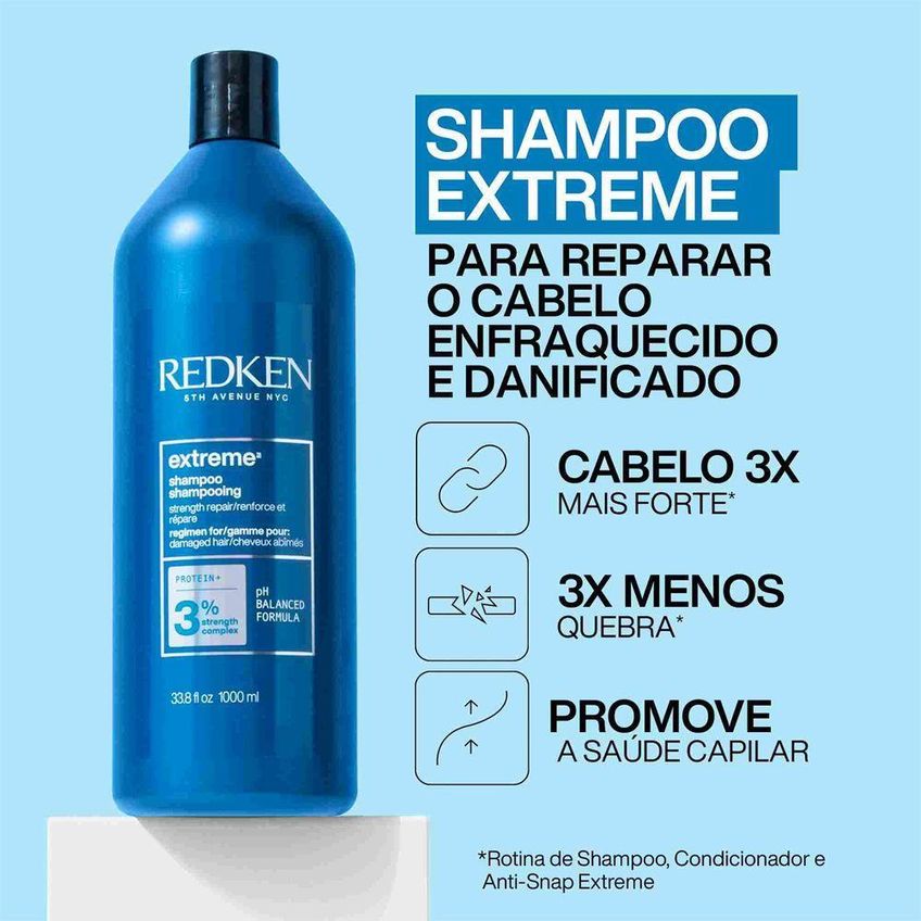 Kit De Cuidados Capilares Extreme Salon Total Fortalecimento 3 Produtos Redken - imagem 4