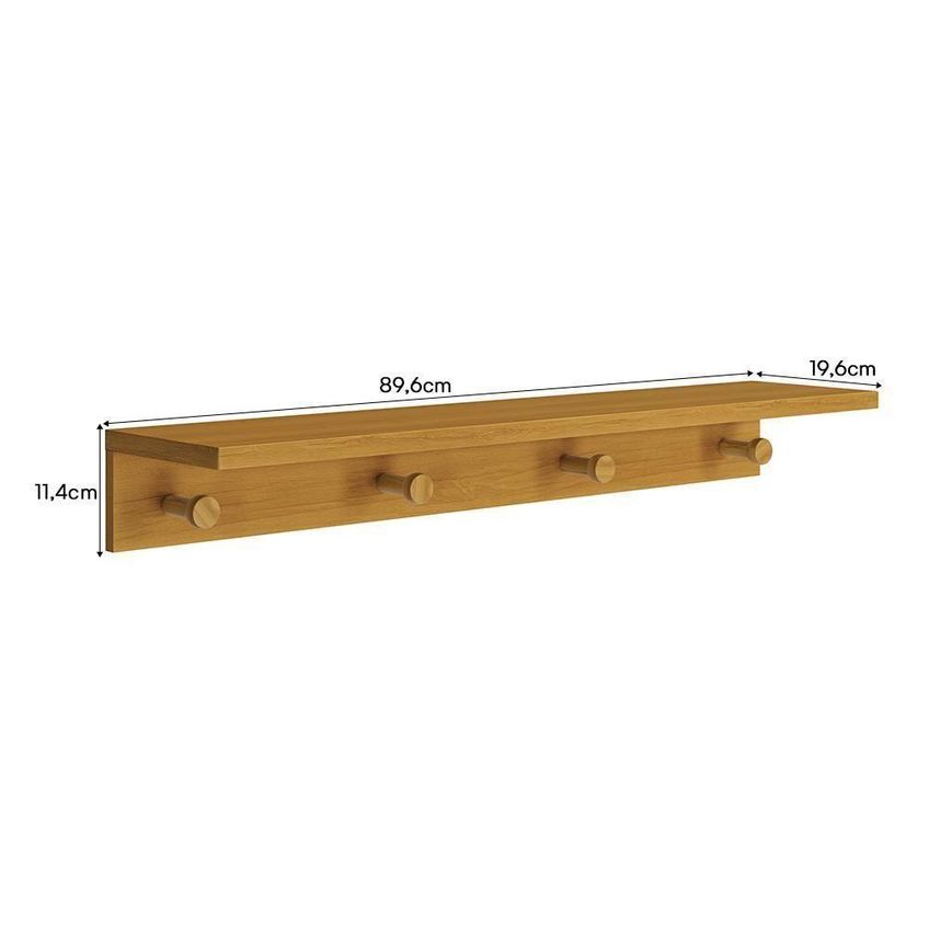 Prateleira Cabideiro Bia Retangular Mdf Fixação Parafuso Para Quarto Infantil Amadeirado - imagem 3