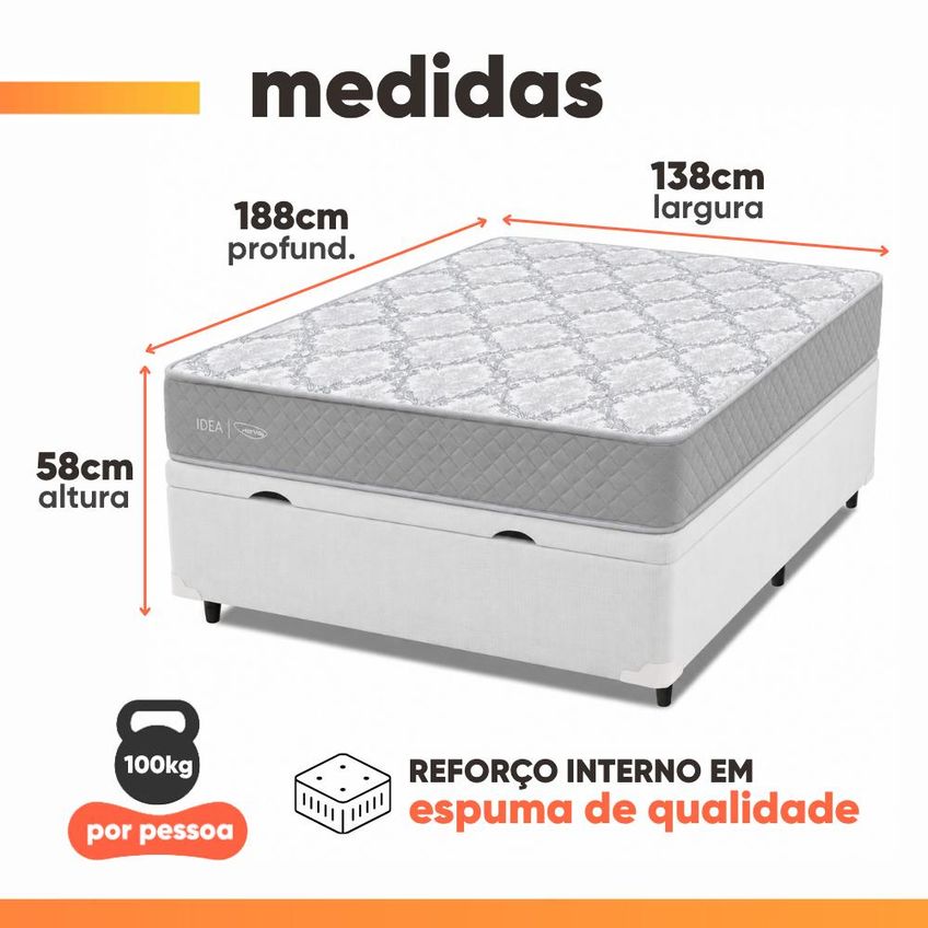 Cama Box Baú Casal Double Face 100% D33 Edén 138x188x58cm Herval - Suporta Até 100kg Por Pessoa - imagem 3