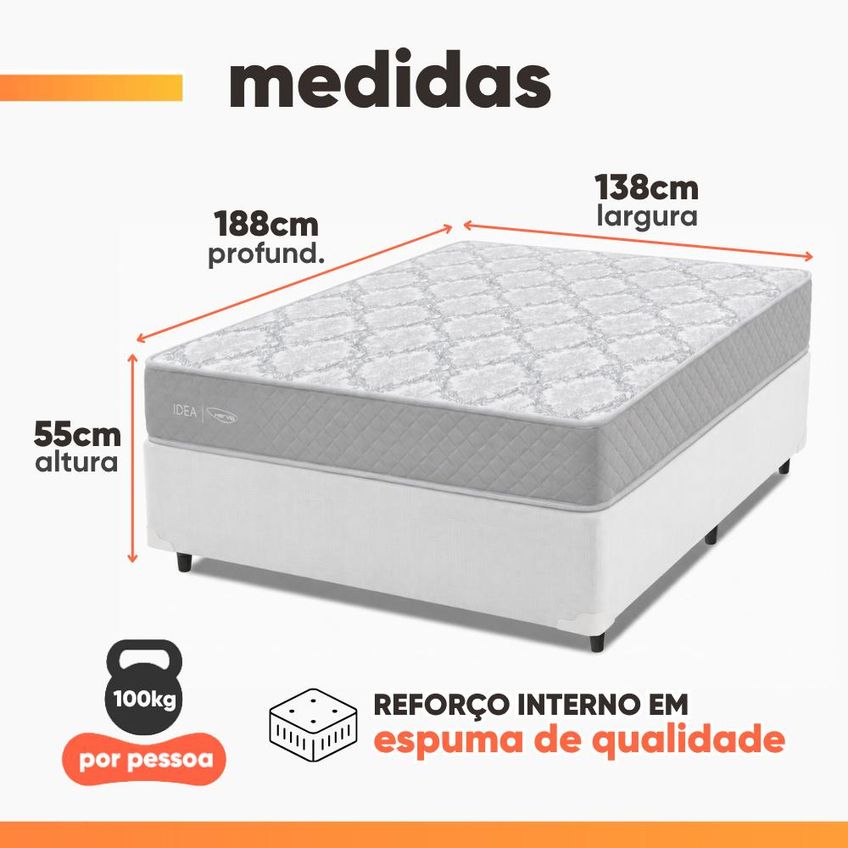 Cama Box Casal Double Face 100% D33 Edén 138x188x55cm Herval - Suporta Até 100kg Por Pessoa - imagem 3