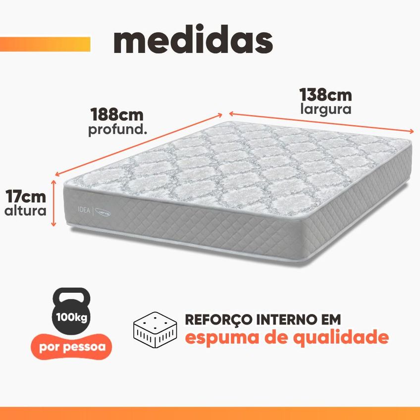 Cama Box Casal Double Face 100% D33 Edén 138x188x55cm Herval - Suporta Até 100kg Por Pessoa - imagem 4