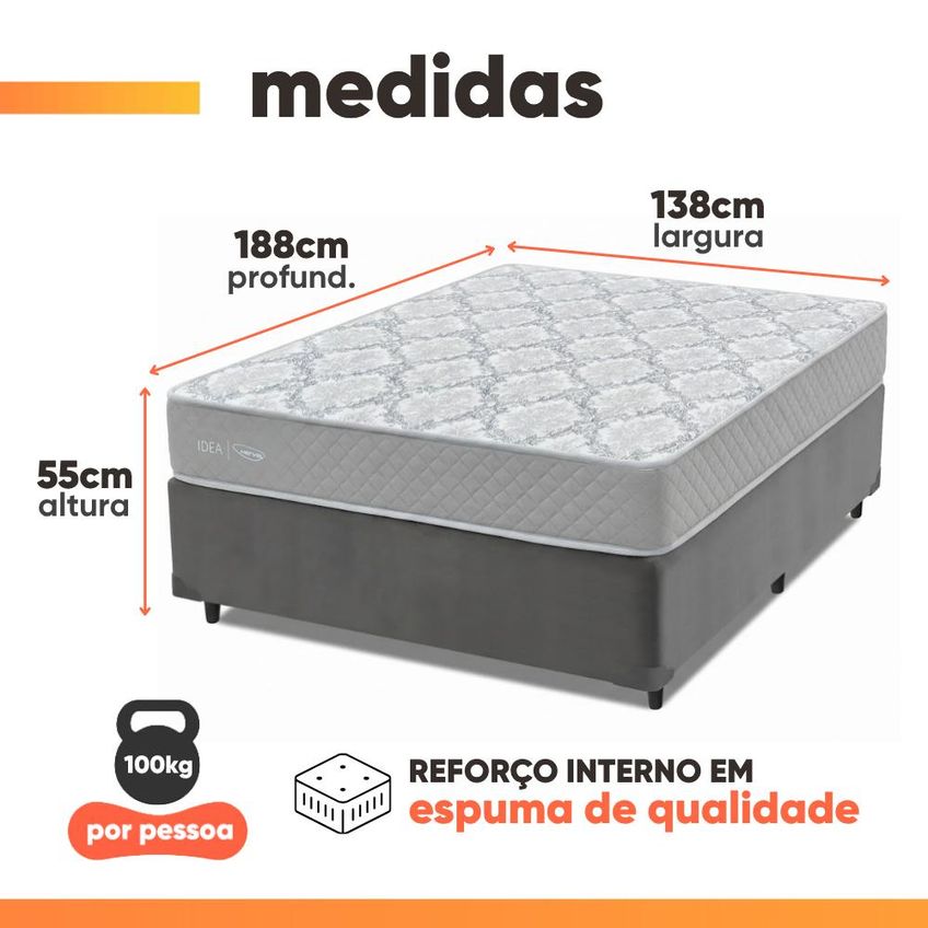 Cama Box Casal Double Face 100% D33 Edén 138x188x55cm Herval Até Suporta Até 100kg Por Pessoa - imagem 3
