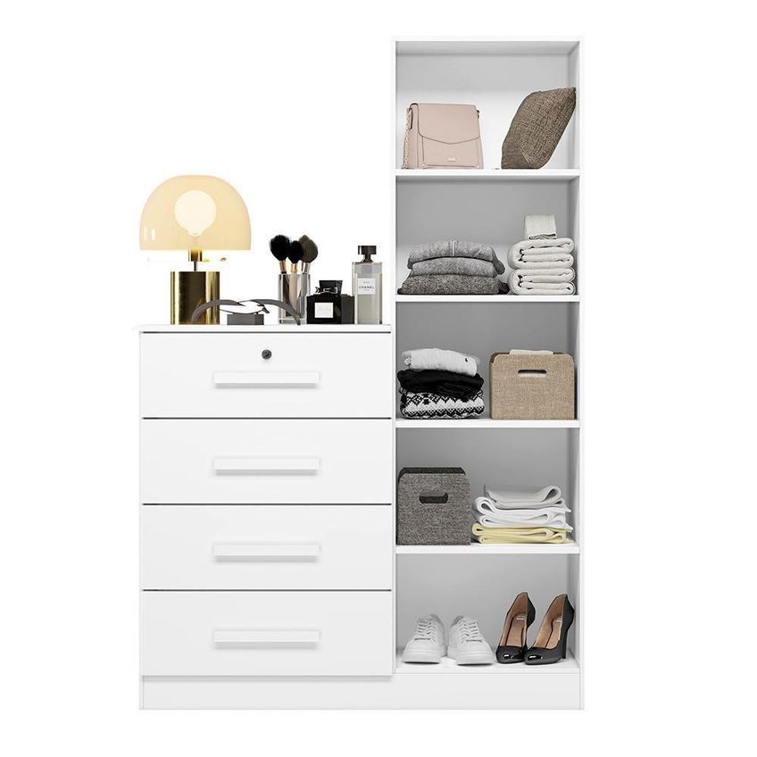 Cômoda Belize Plus 4 Gavetas MDP Puxador em MDF Branco Fosco - imagem 4
