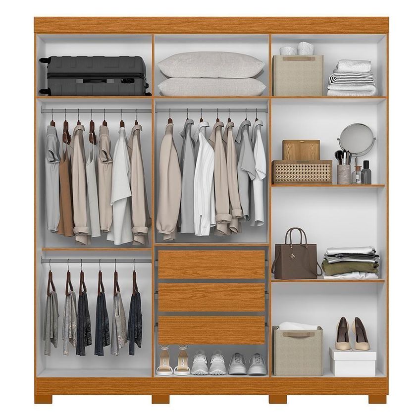 Guarda Roupa Casal Vinci 6 Portas 3 Gavetas MDP 200cm Cinza - imagem 3