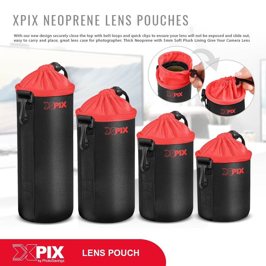Bolsa De Lentes Xpix Grande De Neoprene Para Dslr - imagem 3
