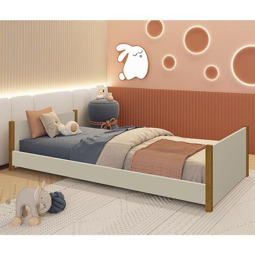 Cama Evolutiva 2 Em 1 Ravi Com Colchão MDF Amadeirado Reller Móveis - imagem 4