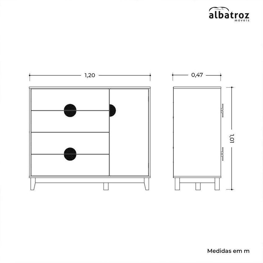 Jogo De Quarto Casal Ipê Guarda Roupa 3 Portas De Bater Cômoda 1 Porta 4 Gavetas Mdf Cinamomo-sálvia - imagem 3