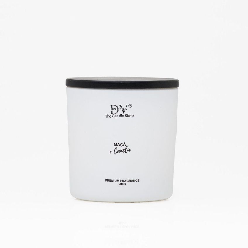Vela Aromática Maçã E Canela Cera De Coco 100% Branco 200g - imagem 4