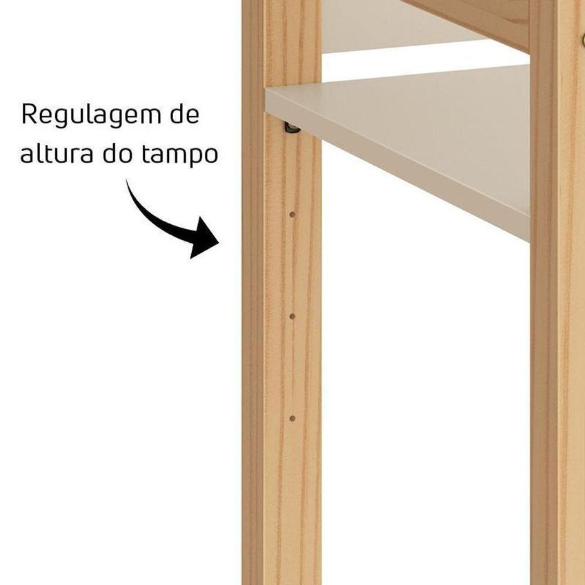 Mesa Infantil Zoe Sem Gavetas MDF Moderno Areia Fosco Madeira Natural Reller Móveis - imagem 3