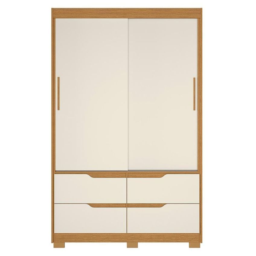 Guarda Roupa Solteiro Sole 2 Portas Correr 4 Gavetas Mdp Cinamomo-off White Albatroz Móveis - imagem 3