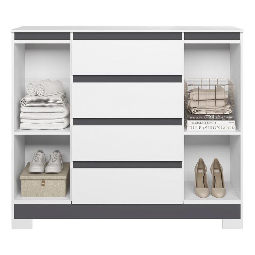 Cômoda Sapateira Atena 4 Gavetas MDP Puxador Estilo Pega Branco-titanium - imagem 3