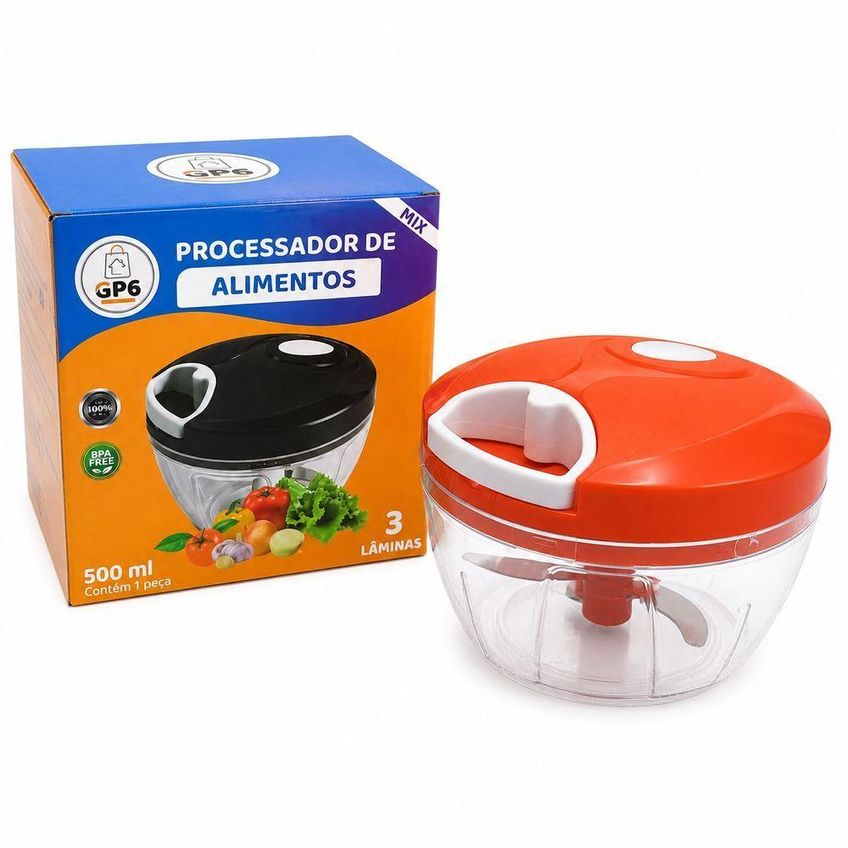 Processador De Alimentos Manual Cortador De Legumes Frutas Alho Cebola Preto - imagem 4