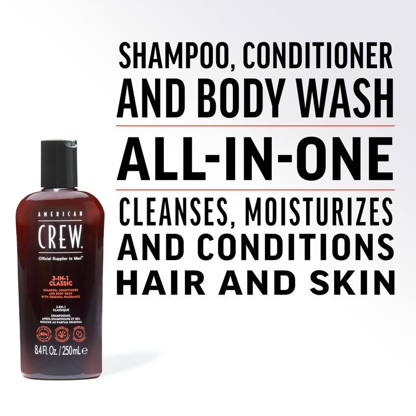 Shampoo, Condicionador E Sabonete Líquido 3 Em 1 American Crew 250ml - imagem 3