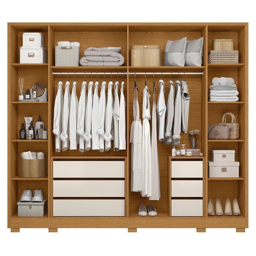 Guarda Roupa Casal Mercure 6 Portas 6 Gavetas MDP Cinamomo-Off White Albatroz Móveis - imagem 4